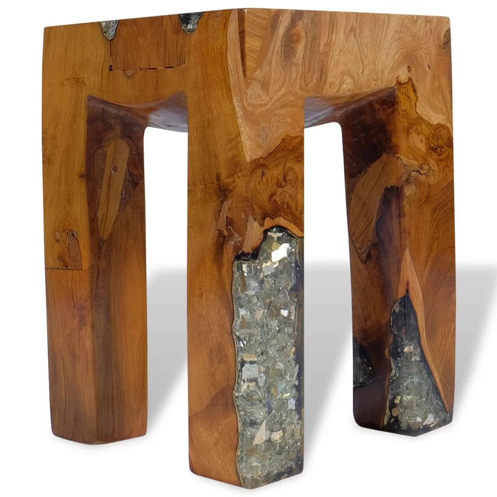 Teak Wood and Resin Stool D62198