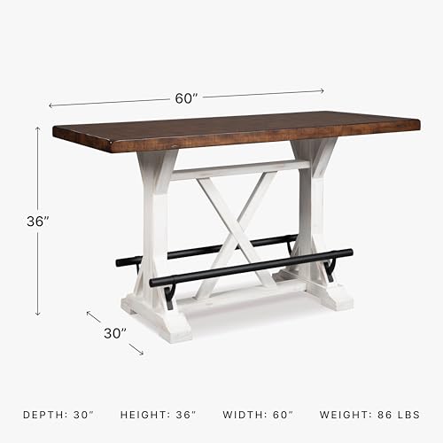 Rustic Farmhouse Counter Height Dining Table, Brown & White R5720