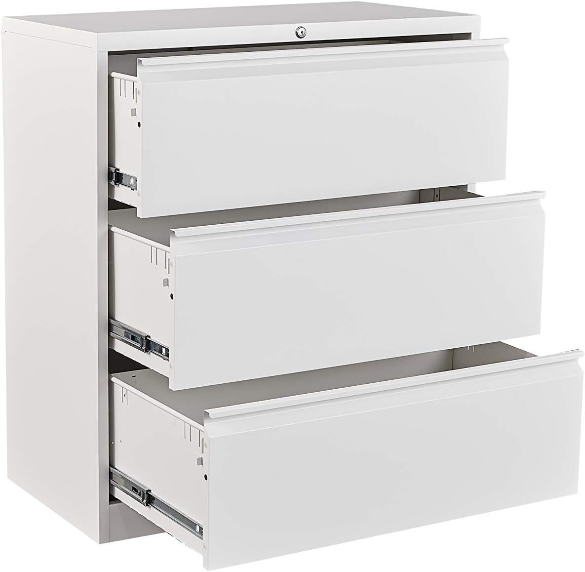 Black 3 Drawer Metal Lateral File Cabinet with Lock C36359