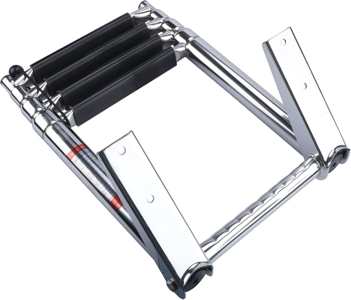 Folding 4 Step Stainless Steel Telescoping Boat Ladder Pack of 2 B9882