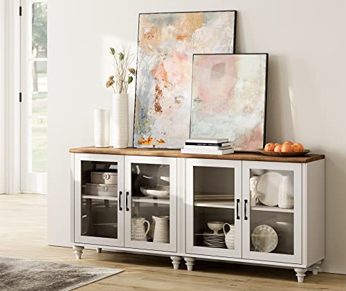 Off White Sideboard Cabinet with Glass Door and Drawer X167772