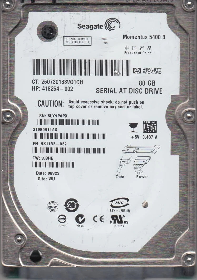80GB SATA 2.5 Hard Drive E525006