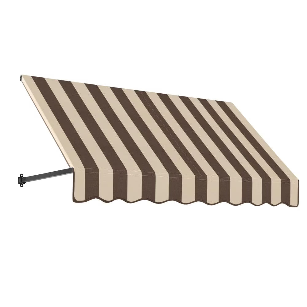 8.375 ft Acrylic Fabric Fixed Awning, Brown/Tan Stripe L440393