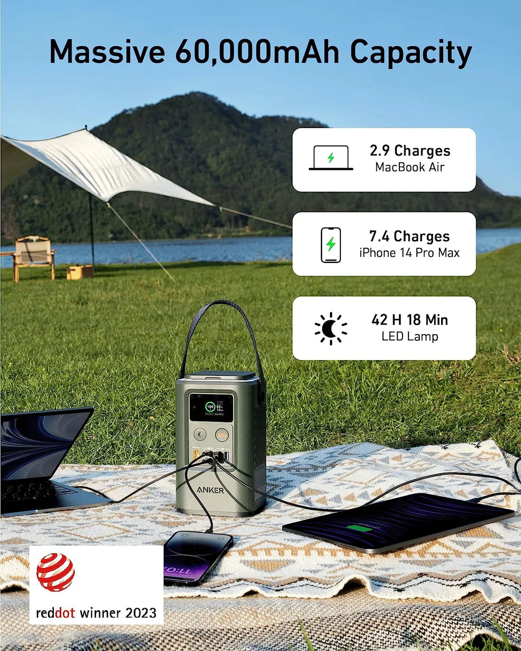 60,000mAh LiFePO4 Portable Charger with Smart Digital Display F1525