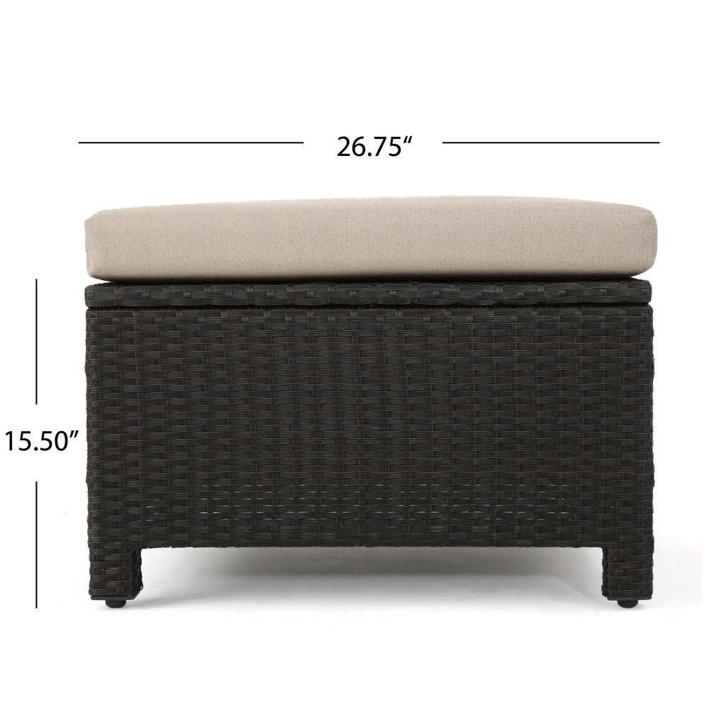 Brown and Beige Wicker L-Shaped Sectional Sofa Set T7661