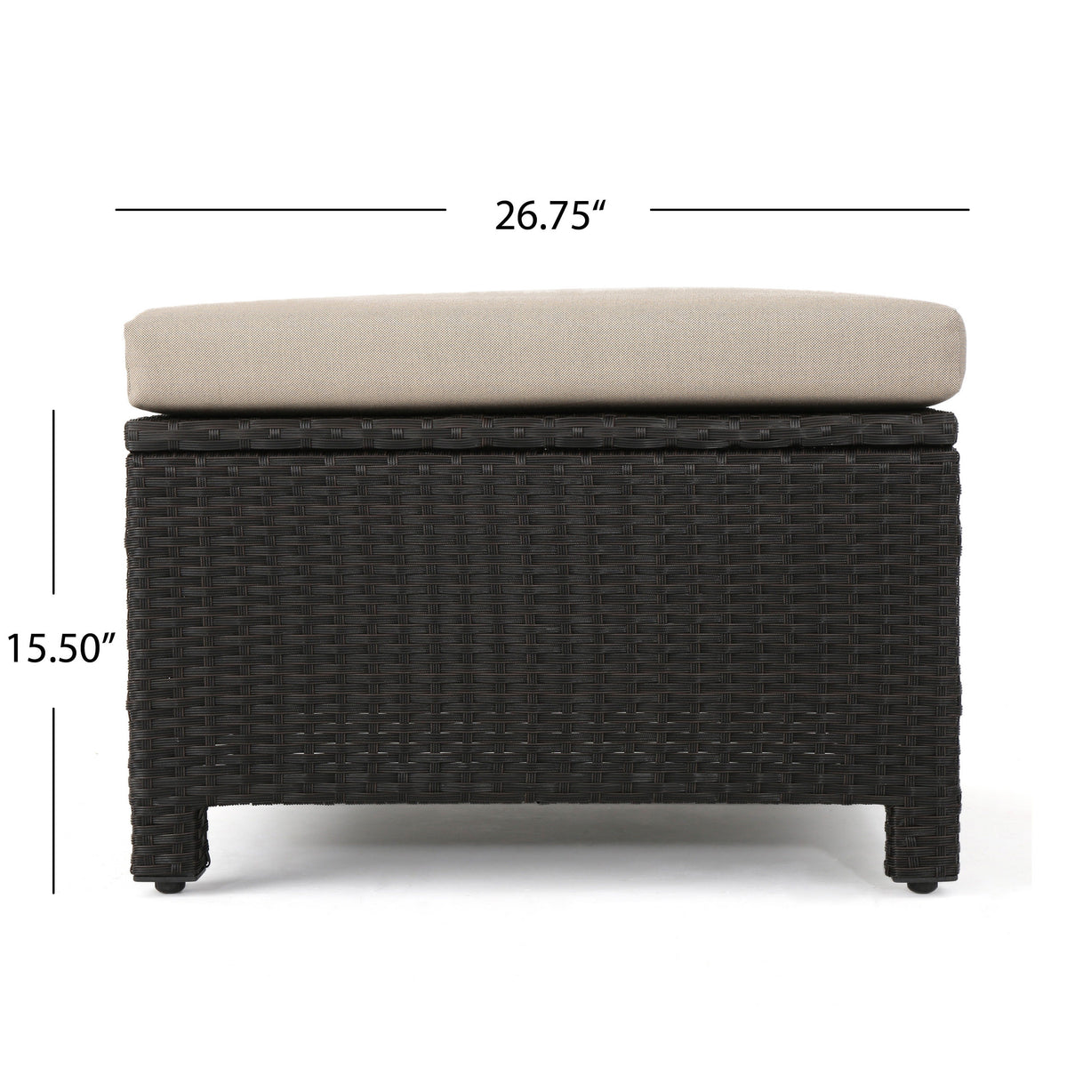 Brown and Beige Wicker L-Shaped Sectional Sofa Set T7661