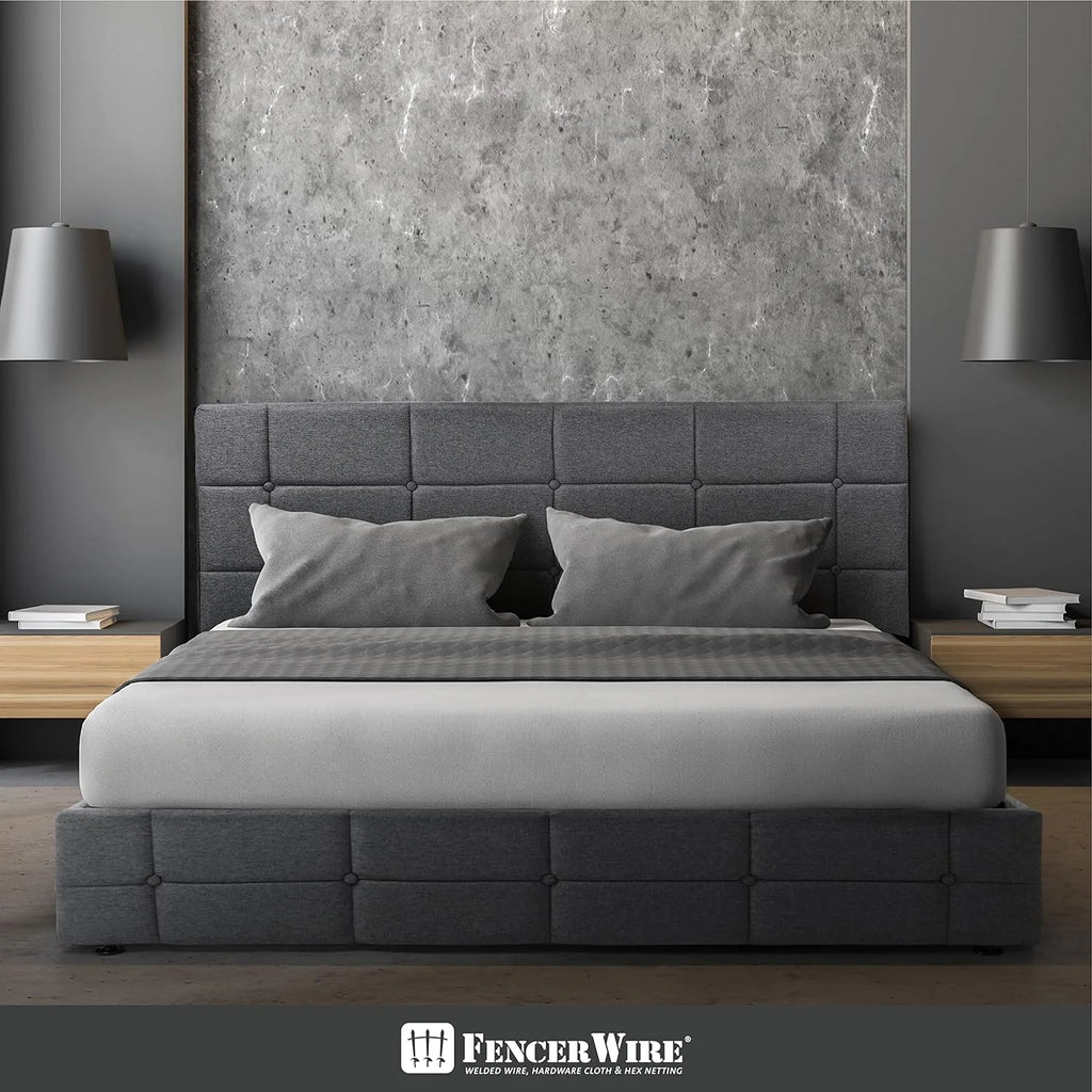 Queen Size Light Grey Upholstered Storage Bed Frame with 4 Drawers U940906