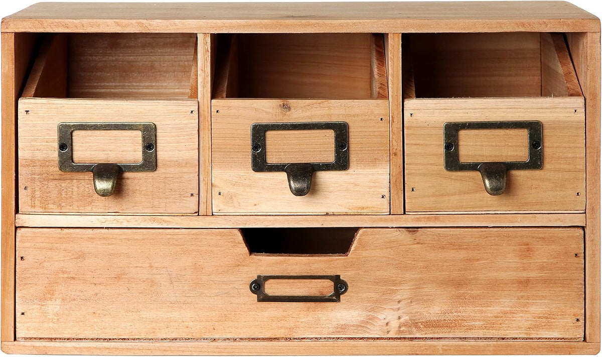 Light Brown Wood 4 Drawer Desktop Organizer Cabinet G170694