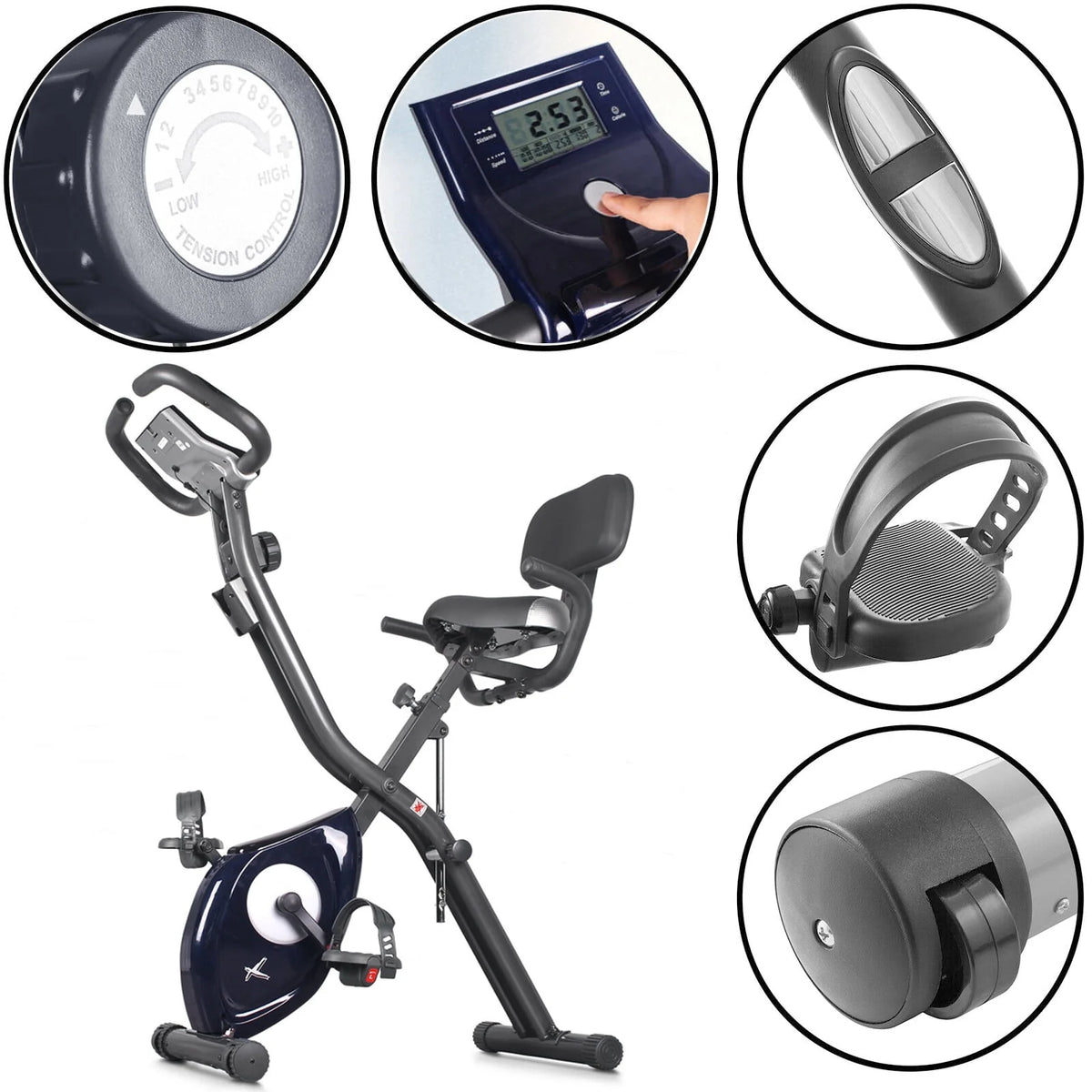 Folding Indoor Cycling Exercise Bike 10-Levels Resistance 220 Lb L884344