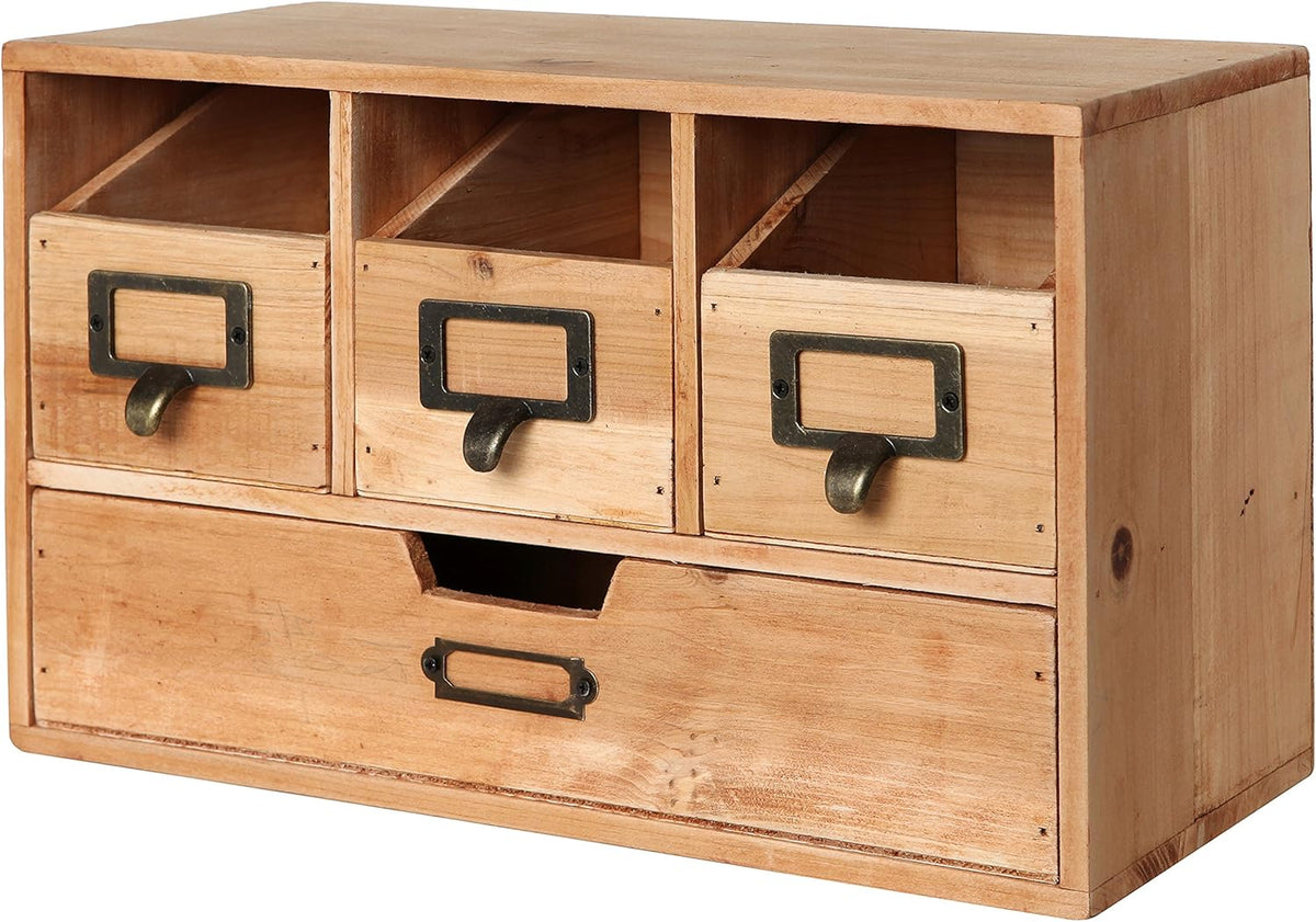 Light Brown Wood 4 Drawer Desktop Organizer Cabinet G170694
