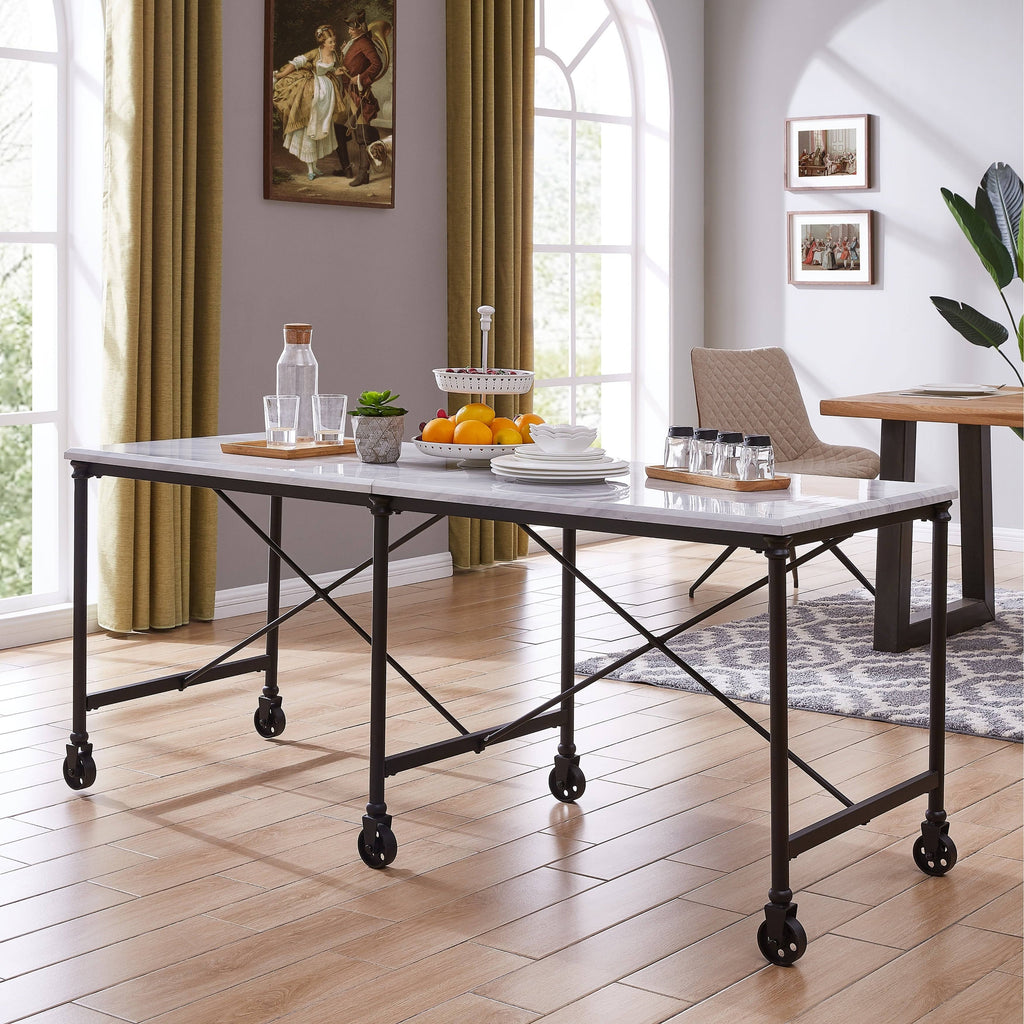 Black Metal 29-inch Kitchen Island Table Y8860