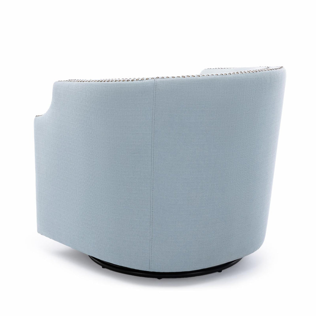Sky Blue Polyester Linen Swivel Barrel Accent Chair I45314