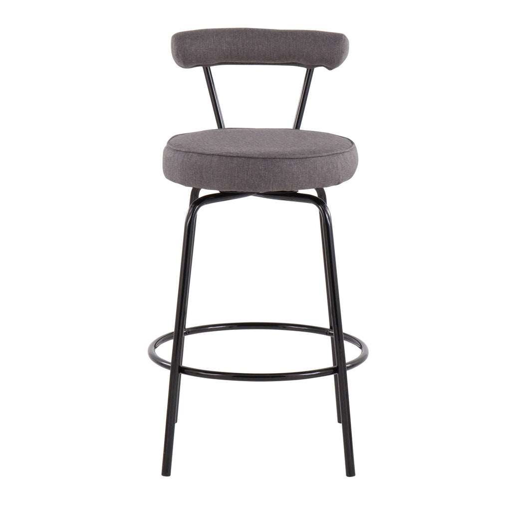 Black Steel Charcoal Fabric Counter Stool, Set of 2 C709209