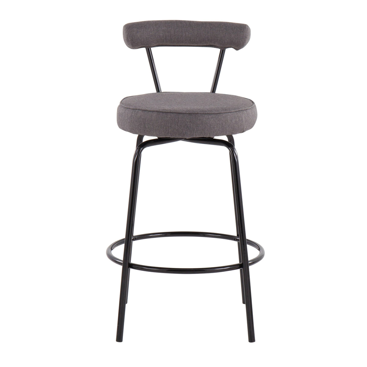Black Steel Charcoal Fabric Counter Stool, Set of 2 C709209