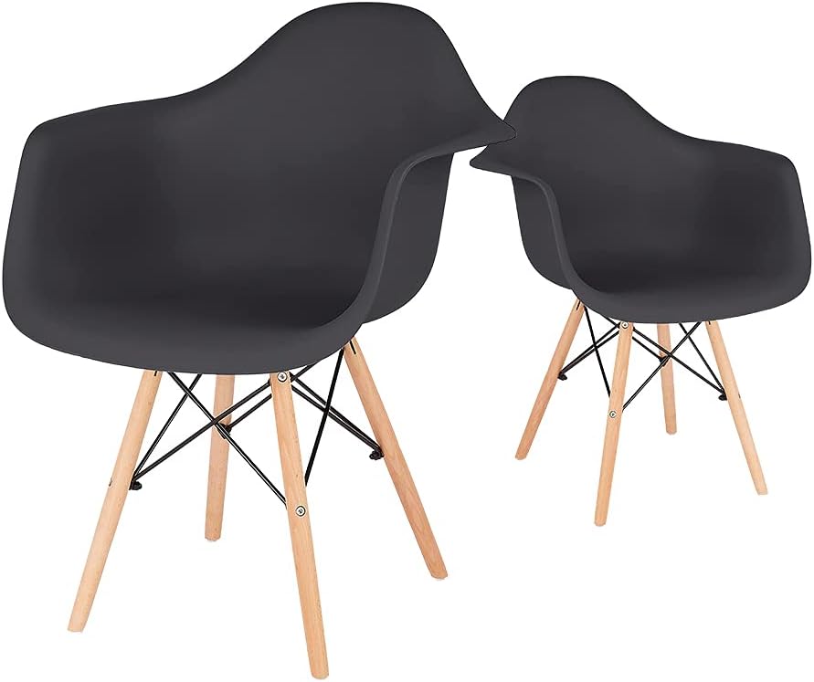 Black Plastic Arm Dining Chairs, Set of 1 E558