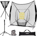 7 X 7 Feet Baseball Softball Practice Net Set with Tee Caddy 12 Pack Baseballs K392