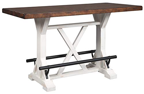 Rustic Farmhouse Counter Height Dining Table, Brown & White R5720