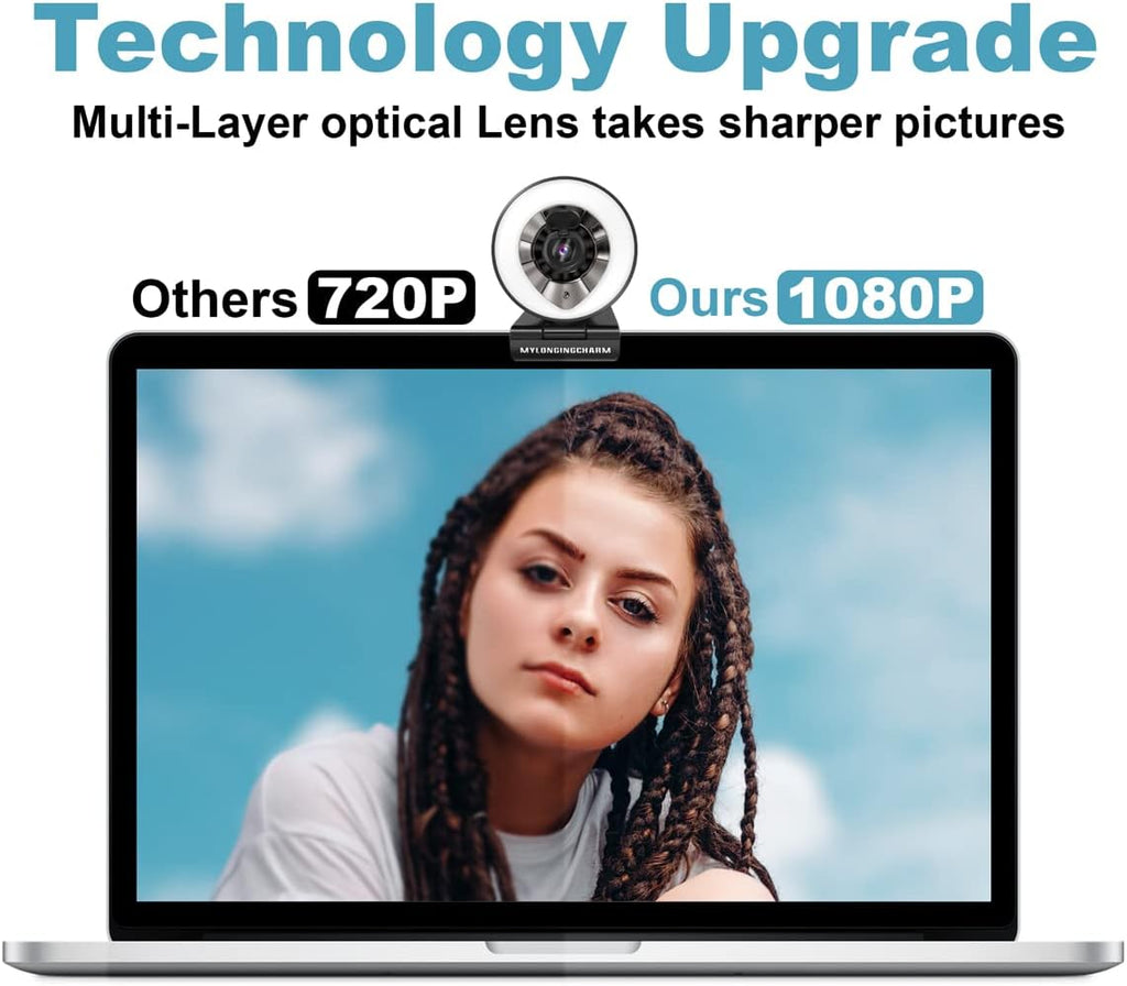 1080P Webcam with Microphone and Light W288597