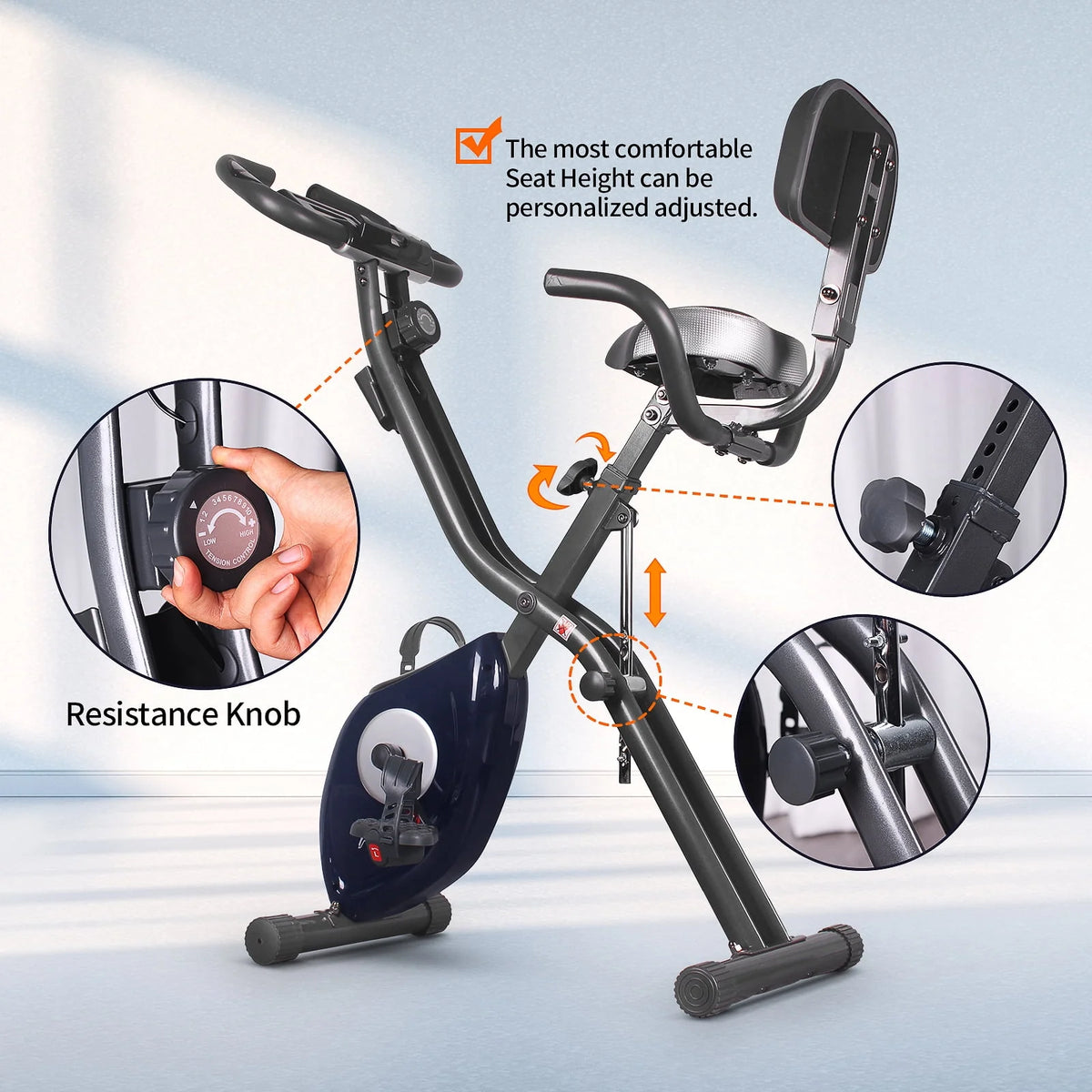 Folding Indoor Cycling Exercise Bike 10-Levels Resistance 220 Lb L884344
