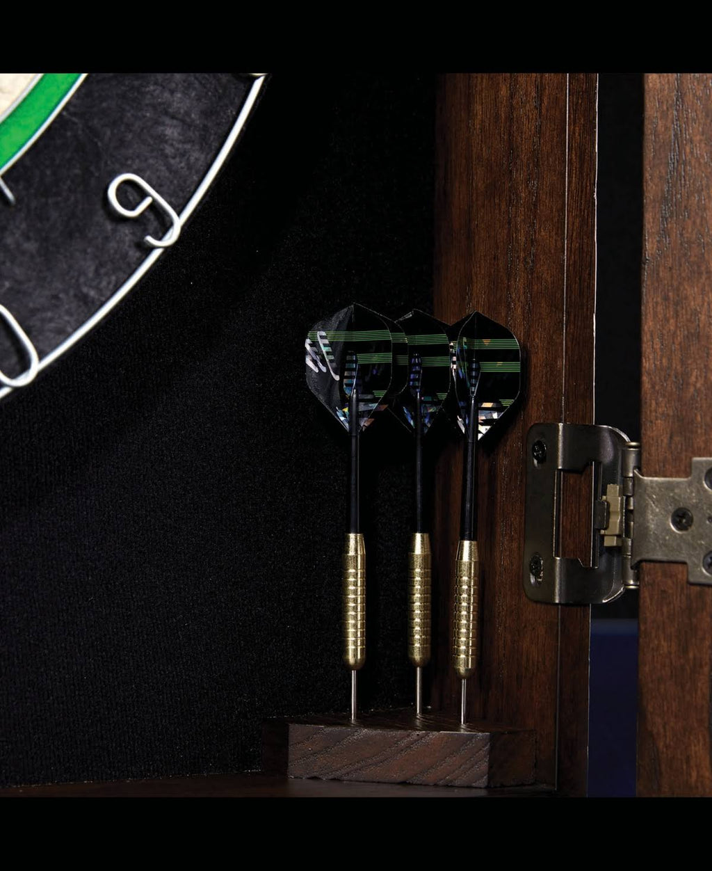 Brown Solid Wood Dartboard Cabinet Set Q5767