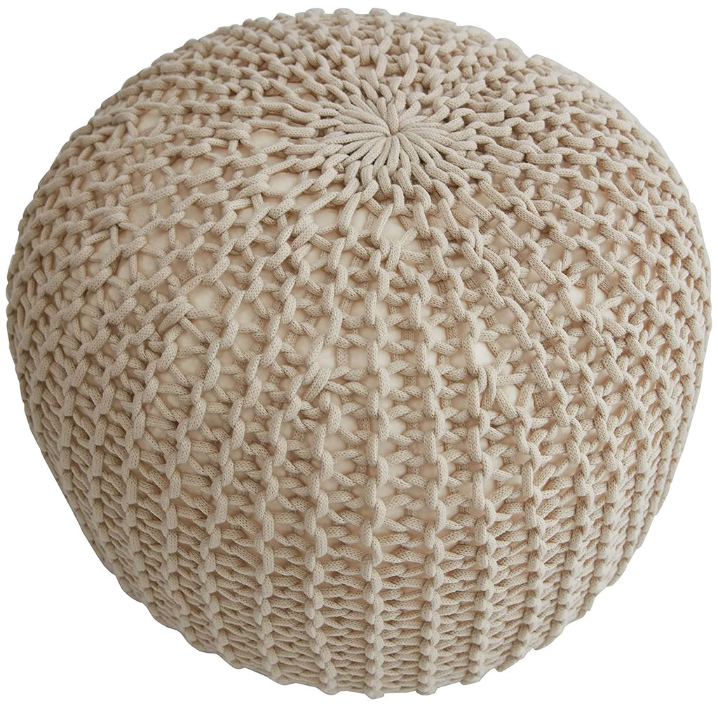 18" Chunky Hand-Knit Round Ottoman Pouf L126576