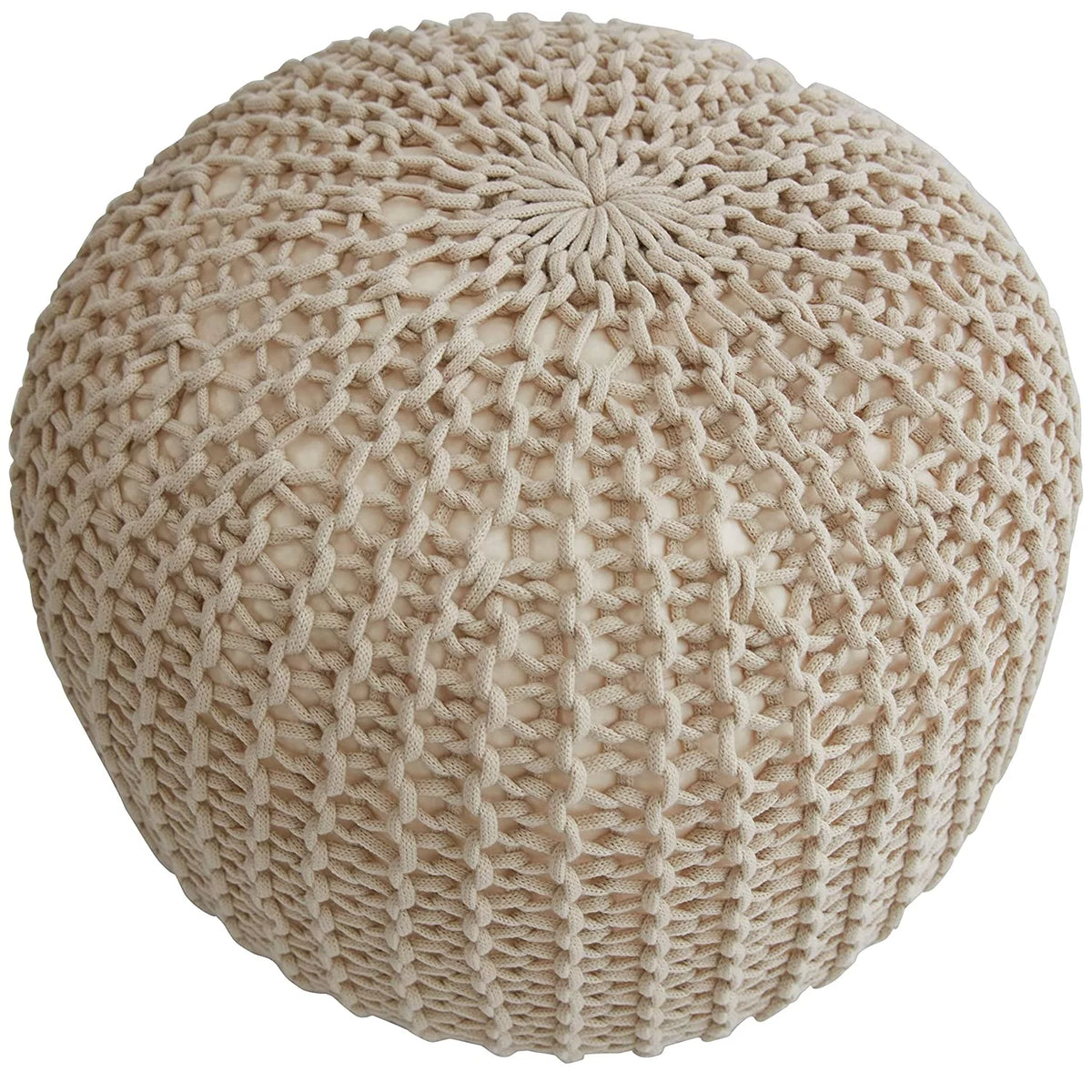 18" Chunky Hand-Knit Round Ottoman Pouf L126576