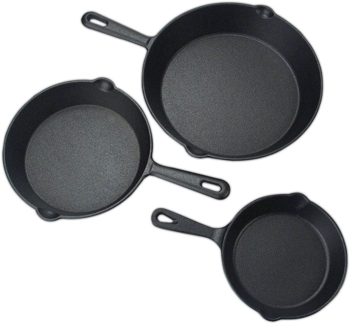 Pre Seasoned Cast Iron Skillet 3 Piece Set Black V304