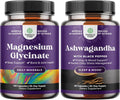 Pure Magnesium Glycinate 400mg and Ashwagandha Root Powder Supplement Capsules V312