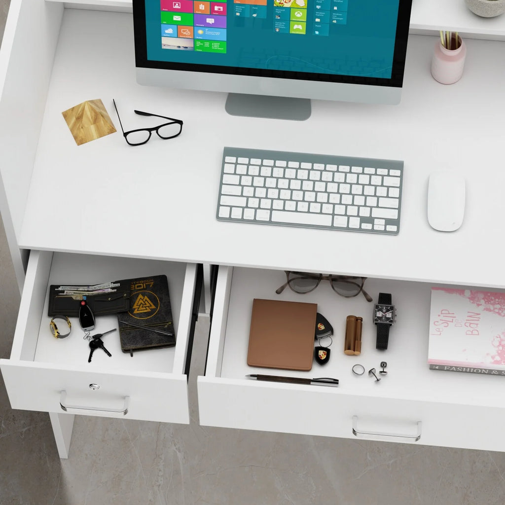 47.2"L White Reception Counter Desk with Lockable Drawers S212707