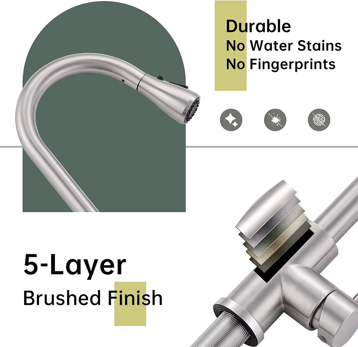 Brushed Nickel Pull Down Kitchen Faucet A127077