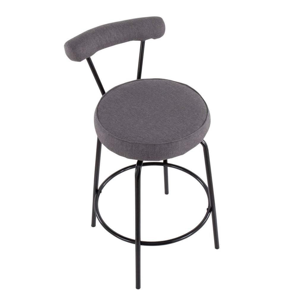 Black Steel Charcoal Fabric Counter Stool, Set of 2 C709209