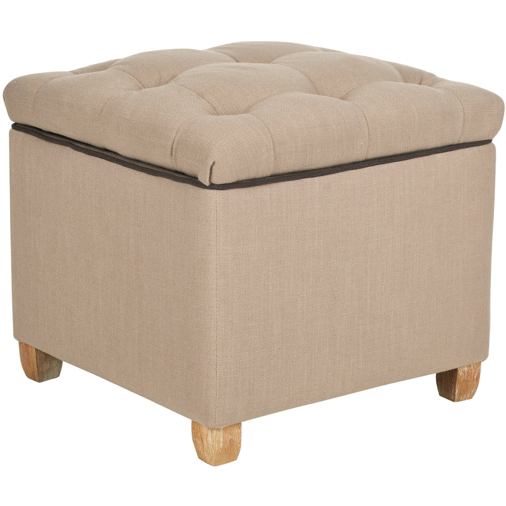 Beige Tufted Storage Ottoman Q2699