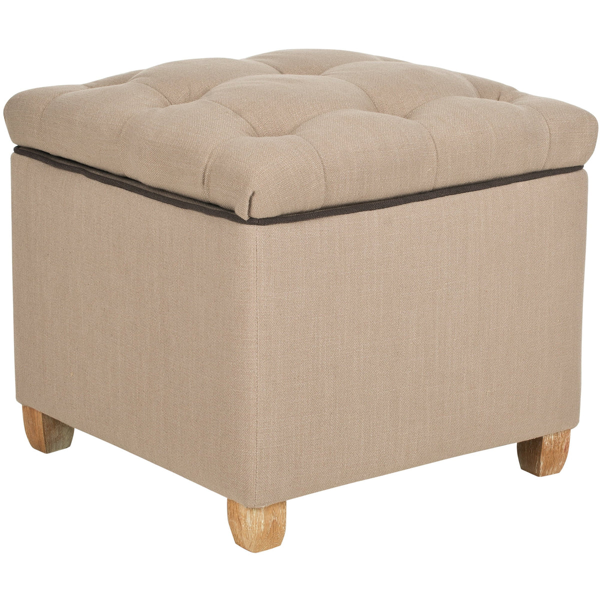 Beige Tufted Storage Ottoman Q2699