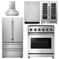 30 Gas Range, Range Hood, Refrigerator, Dishwasher, Wine Cooler T321