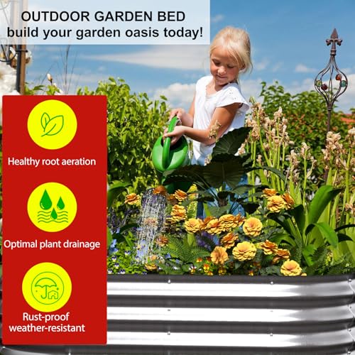 Galvanized Raised Garden Bed Kit, 4x2x1ft Oval Metal Planter B471
