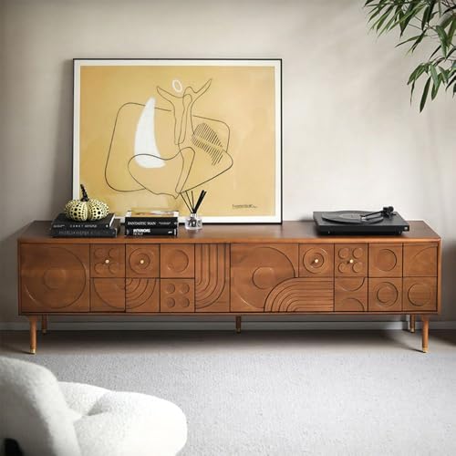 Walnut Wood TV Stand with Storage, 70.87" Y971982