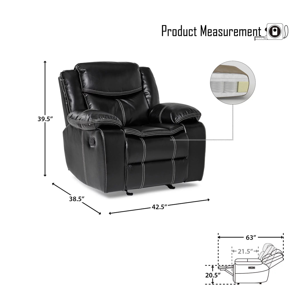 Black Faux Leather Upholstered Reclining Chair K36871