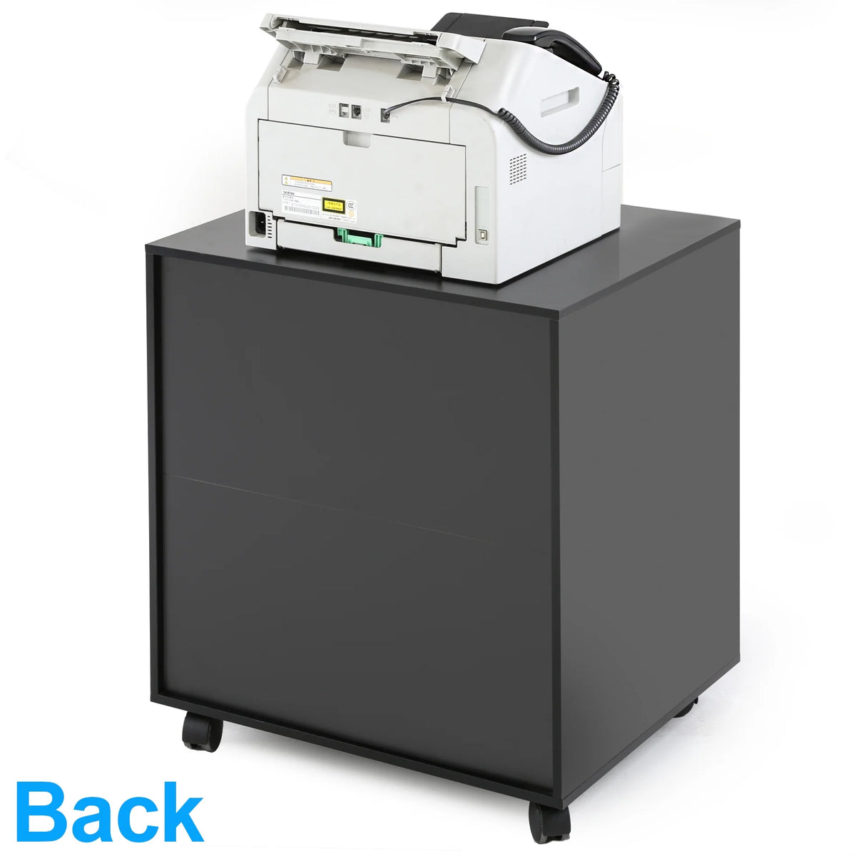 Black Printer Stand with Storage and Wheels Y6552