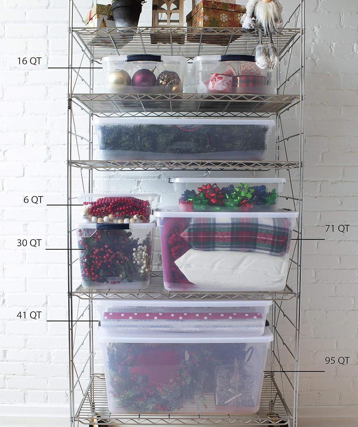 Clear 71 QT Pack of 4 Stackable Large Storage Containers with Latching Clear Lids L28234