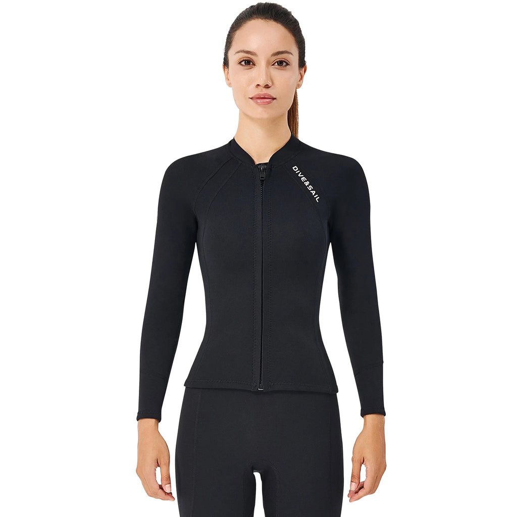 2mm Neoprene Front Zipper Wetsuits Jacket Long Sleeves E661