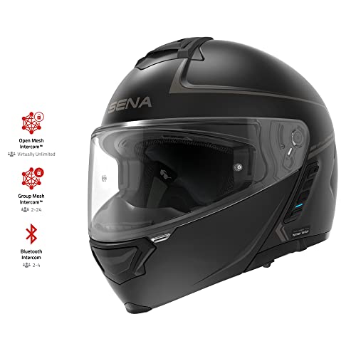 Matte Black Large Dual Visor Modular Bluetooth Helmet C2478