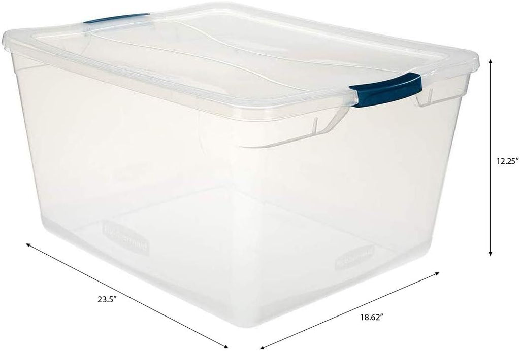 Clear 71 QT Pack of 4 Stackable Large Storage Containers with Latching Clear Lids L28234