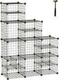 Wire Cube Storage Organizer, Metal Bookshelf, Modular Storage Shelving Black F922