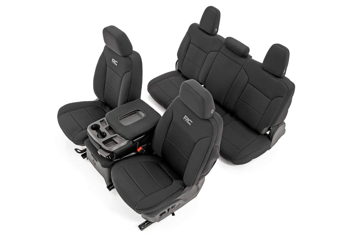 Black Neoprene Seat Covers Front and Rear T398
