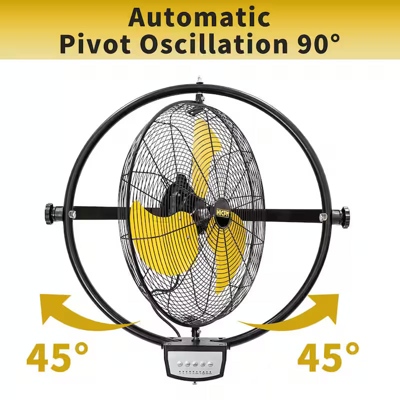 Yellow 3-Speeds Wall Fan with Remote Control S98139