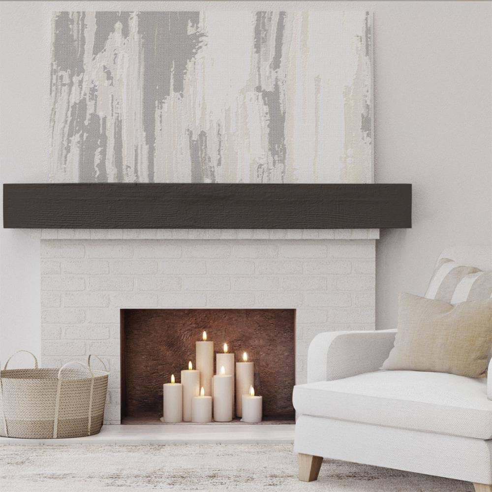Rough Sawn Faux Wood Fireplace Mantel, Natural Ash J16564