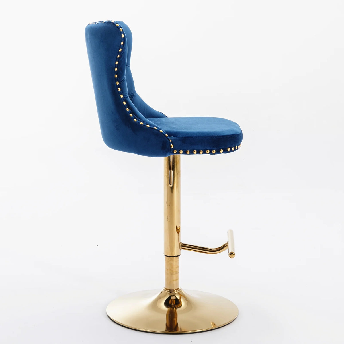 Blue Velvet Swivel Bar Stools with High Back, Set of 2 W8976