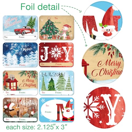 80 Count Large Foil Christmas Gift Tag Stickers S857494
