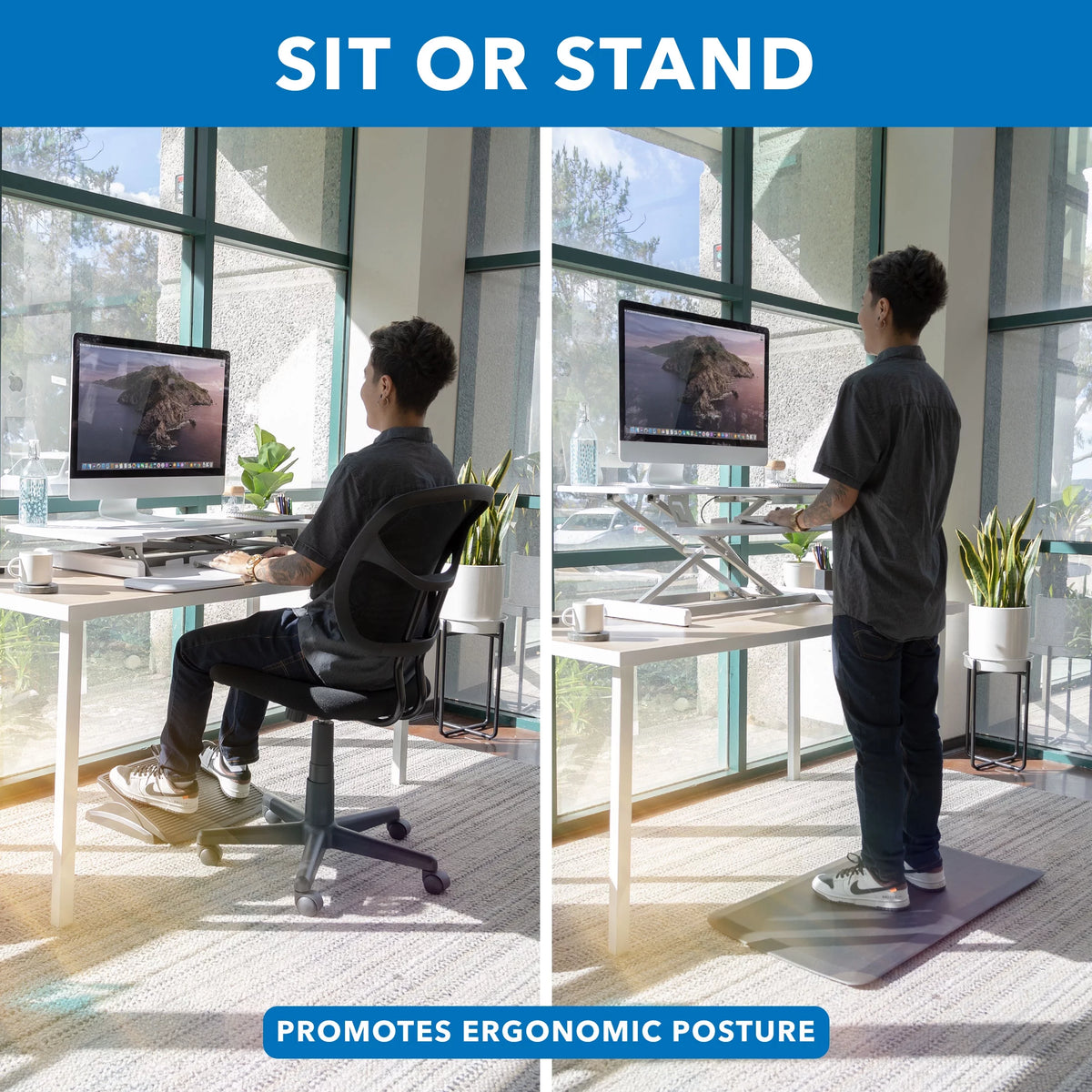 Extra Wide Sit Stand Desk Converter L493678