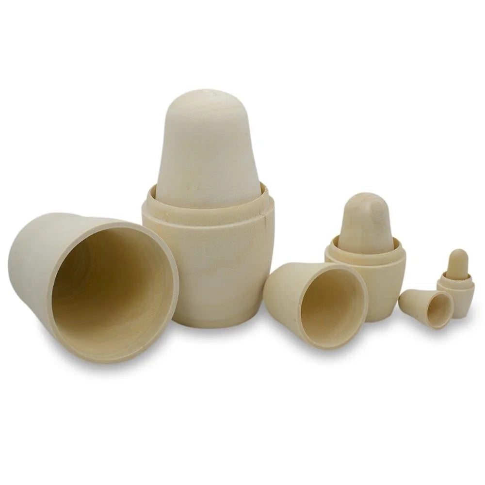 Set of 6 Unfinished Wooden Nesting Dolls 5.5 Inches B8901